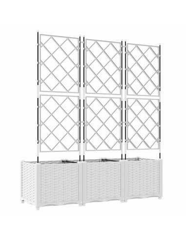 Градинска саксия с решетка 3 pcs Бяло 120 x 40 x 143 см ПП