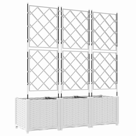 Градинска саксия с решетка 3 pcs Бяло 120 x 40 x 143 см ПП