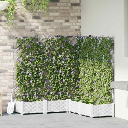 Градинска саксия с решетка 5 pcs Бяло 120 x 120 x 125.5 см ПП