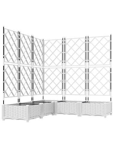 Градинска саксия с решетка 5 pcs Бяло 120 x 120 x 125.5 см ПП