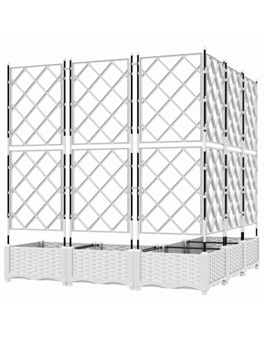 Градинска саксия с решетка 5 pcs Бяло 120 x 120 x 125.5 см ПП