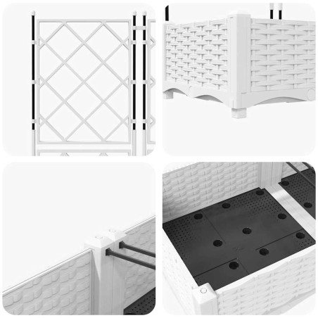 Градинска саксия с решетка 5 pcs Бяло 120 x 120 x 125.5 см ПП