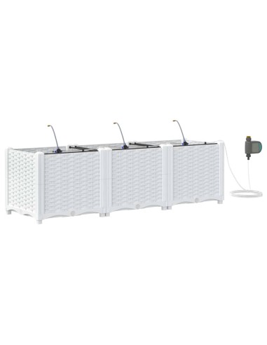 Градински саксии Бяло 120 x 40 x 37.5 см Стомана