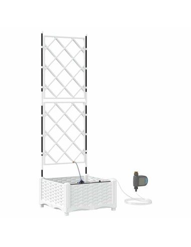 Градински саксии Бяло 40 x 40 x 126 см Стомана