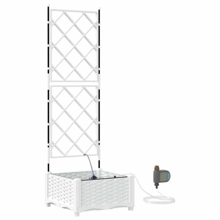 Градински саксии Бяло 40 x 40 x 126 см Стомана
