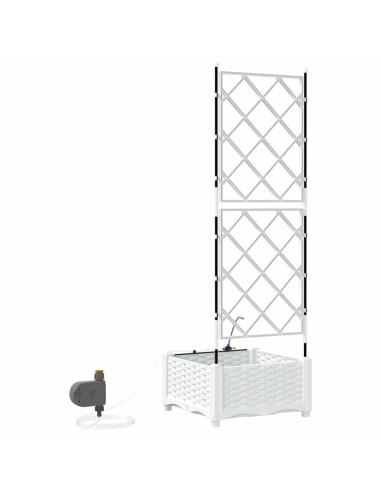 Градински саксии Бяло 40 x 40 x 126 см Стомана