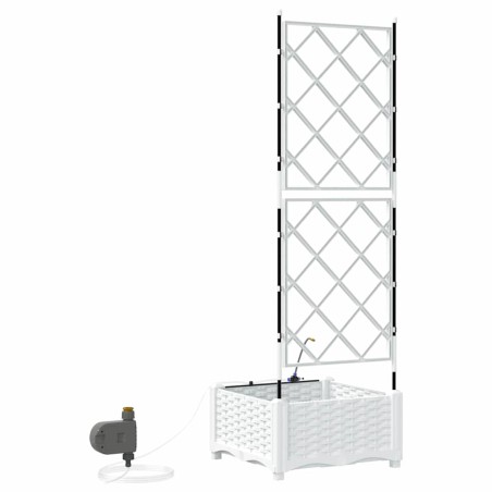 Градински саксии Бяло 40 x 40 x 126 см Стомана