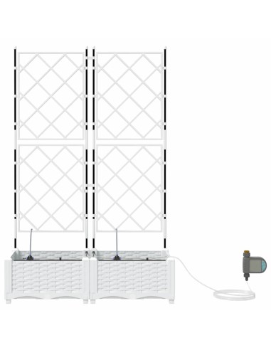 Градински саксии Бяло 80 x 40 x 126 см Стомана