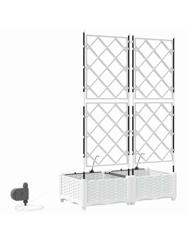 Градински саксии Бяло 80 x 40 x 126 см Стомана