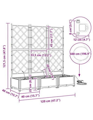 Градински саксии Бяло 120 x 40 x 126 см Стомана