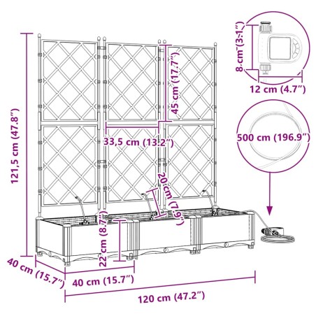 Градински саксии Бяло 120 x 40 x 126 см Стомана