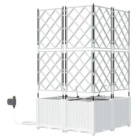 Градински саксии Бяло 80 x 80 x 142 см Стомана
