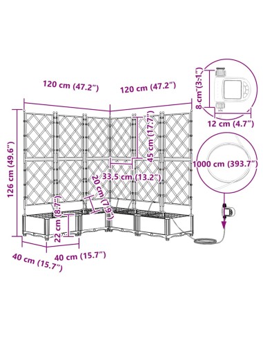 Градински саксии Бяло 120 x 120 x 126 см Стомана
