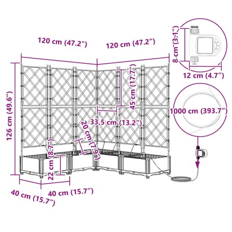 Градински саксии Бяло 120 x 120 x 126 см Стомана