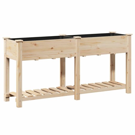 Градинска саксия с рафт Бежово 161 x 43 x 76.5 см Твърда ела