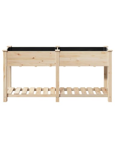 Градинска саксия с рафт Бежово 161 x 43 x 76.5 см Твърда ела