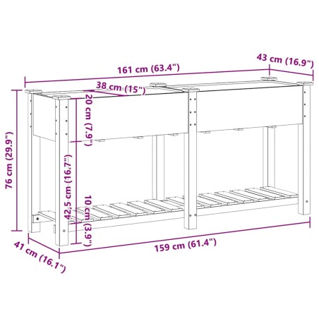 Градинска саксия с рафт Бежово 161 x 43 x 76.5 см Твърда ела