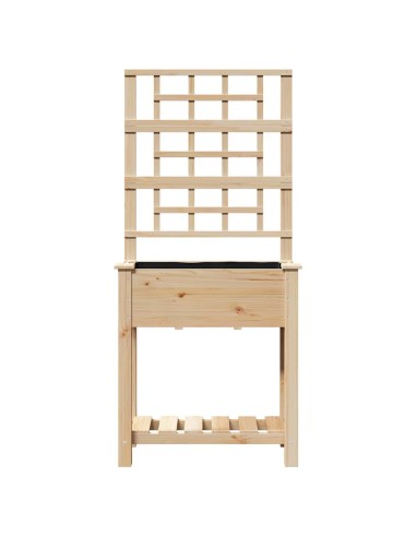 Градинска саксия с рафт Бежово 71 x 38 x 152 см Твърда ела