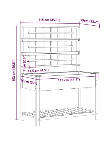 Градинска саксия с рафт Бежово 115 x 60.5 x 153 см Твърда ела