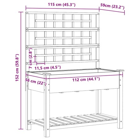 Градинска саксия с рафт Бежово 115 x 60.5 x 153 см Твърда ела