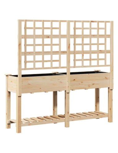 Градинска саксия с рафт Бежово 161 x 46 x 152.5 см Твърда ела