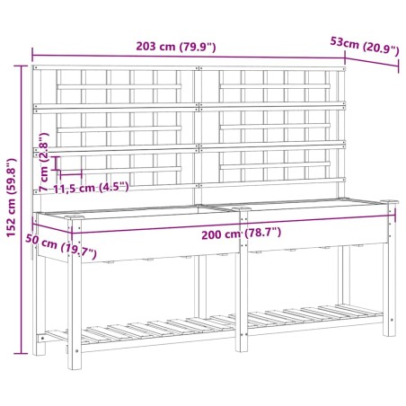 Градинска саксия с рафт Бежово 203.5 x 54 x 152.5 см Твърда ела