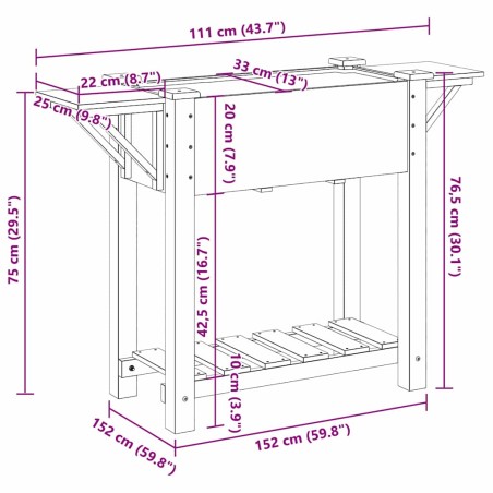 Градинска саксия с рафт Бежово 111 x 37 x 76.5 см Твърда ела