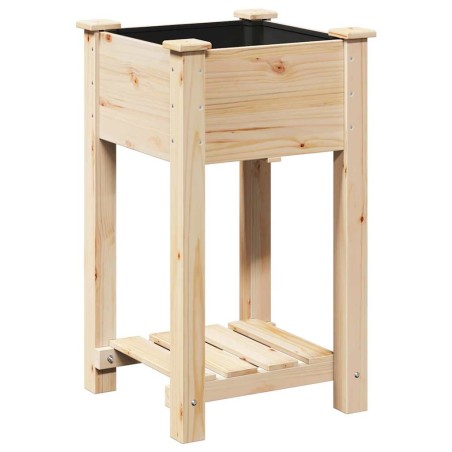 Градинска саксия с рафт Бежово 45 x 45 x 76.5 см Твърда ела