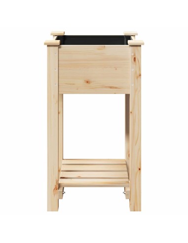 Градинска саксия с рафт Бежово 45 x 45 x 76.5 см Твърда ела