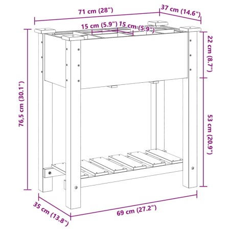 Градинска саксия с рафт Бежово 71 x 37 x 76.5 см Твърда ела