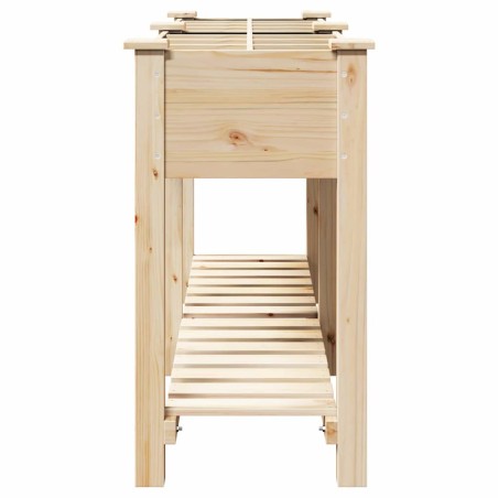 Градинска саксия с рафт Бежово 161.5 x 45 x 76.5 см Твърда ела