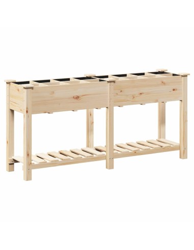 Градинска саксия с рафт Бежово 161.5 x 45 x 76.5 см Твърда ела