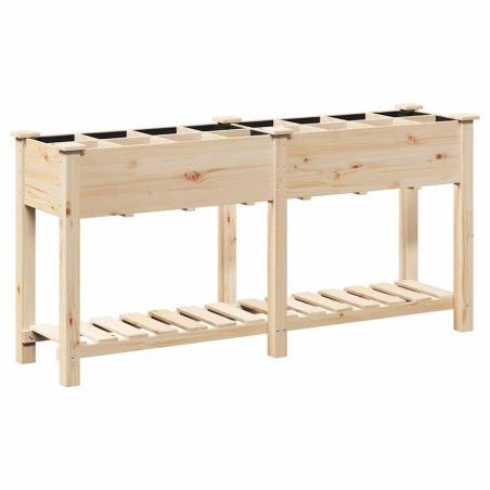 Градинска саксия с рафт Бежово 161.5 x 45 x 76.5 см Твърда ела