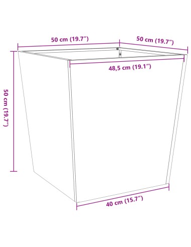 Градински саксии 2 бр. 50x50x50 см Изветряла стомана