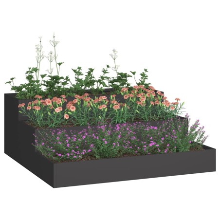 Градинска саксия Черно 90 x 90 x 35 см Стомана