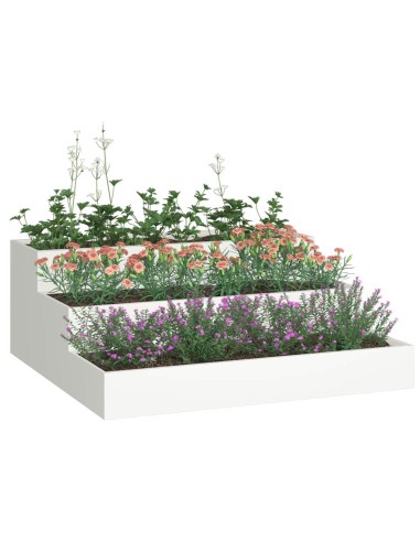 Градинска саксия Бяло 90 x 90 x 35 см Стомана