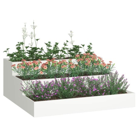 Градинска саксия Бяло 90 x 90 x 35 см Стомана