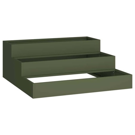 Градинска саксия Маслиненозелен 90 x 90 x 35 см Стомана
