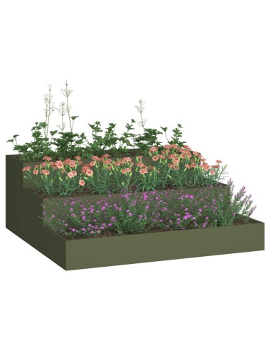 Градинска саксия Маслиненозелен 90 x 90 x 35 см Стомана