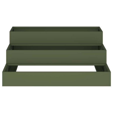 Градинска саксия Маслиненозелен 90 x 90 x 35 см Стомана