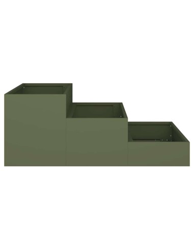 Градинска саксия Маслиненозелен 90 x 90 x 35 см Стомана
