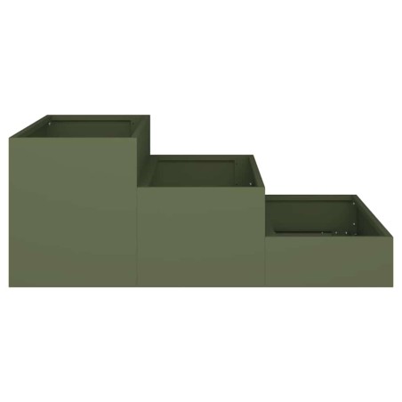 Градинска саксия Маслиненозелен 90 x 90 x 35 см Стомана