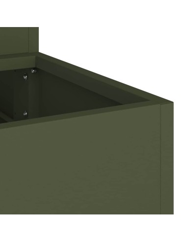 Градинска саксия Маслиненозелен 90 x 90 x 35 см Стомана