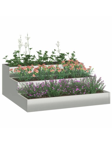 Градинска саксия Сребрист 90 x 90 x 35 см Поцинкована стомана