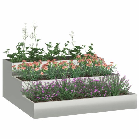 Градинска саксия Сребрист 90 x 90 x 35 см Поцинкована стомана