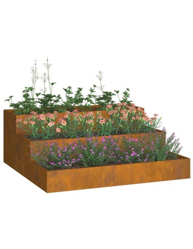 Градинска саксия Ръждясало 90 x 90 x 35 см Патинираща стомана