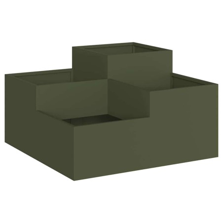 Градинска саксия Маслиненозелен 80 x 80 x 48 см Стомана