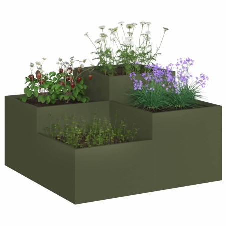 Градинска саксия Маслиненозелен 80 x 80 x 48 см Стомана