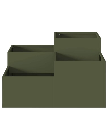 Градинска саксия Маслиненозелен 80 x 80 x 48 см Стомана