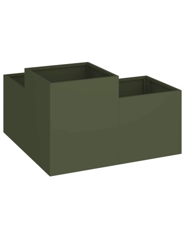 Градинска саксия Маслиненозелен 80 x 80 x 48 см Стомана